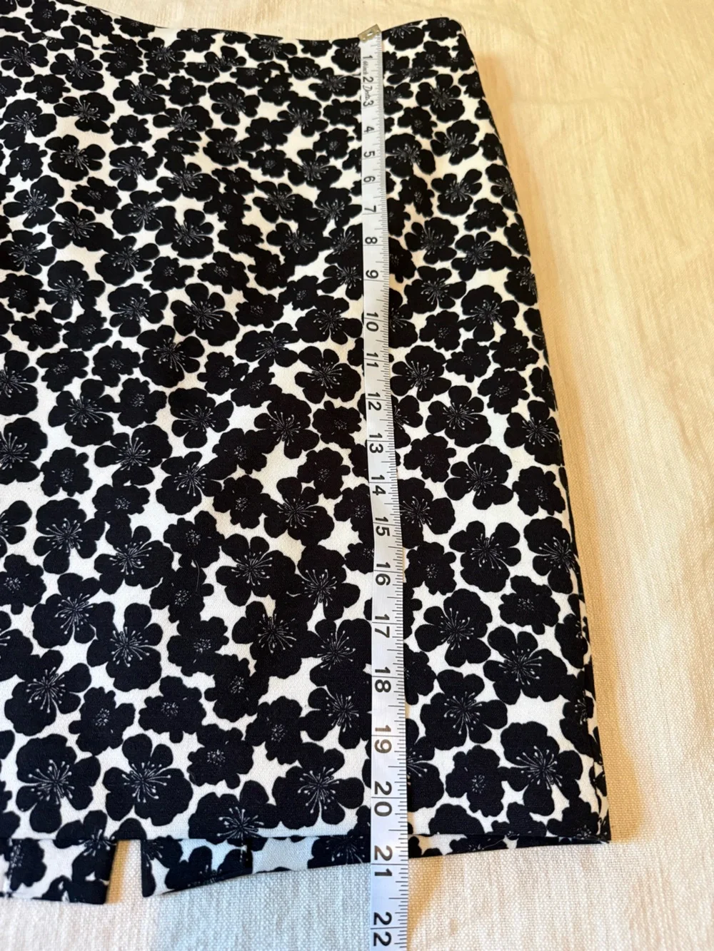 J. Crew Black and White Floral Lace-Effect Pencil Skirt